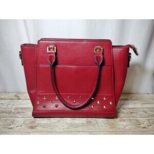 Davis and Towne The Camilla Red Leather w/Gold Color Hardware Strip Lining